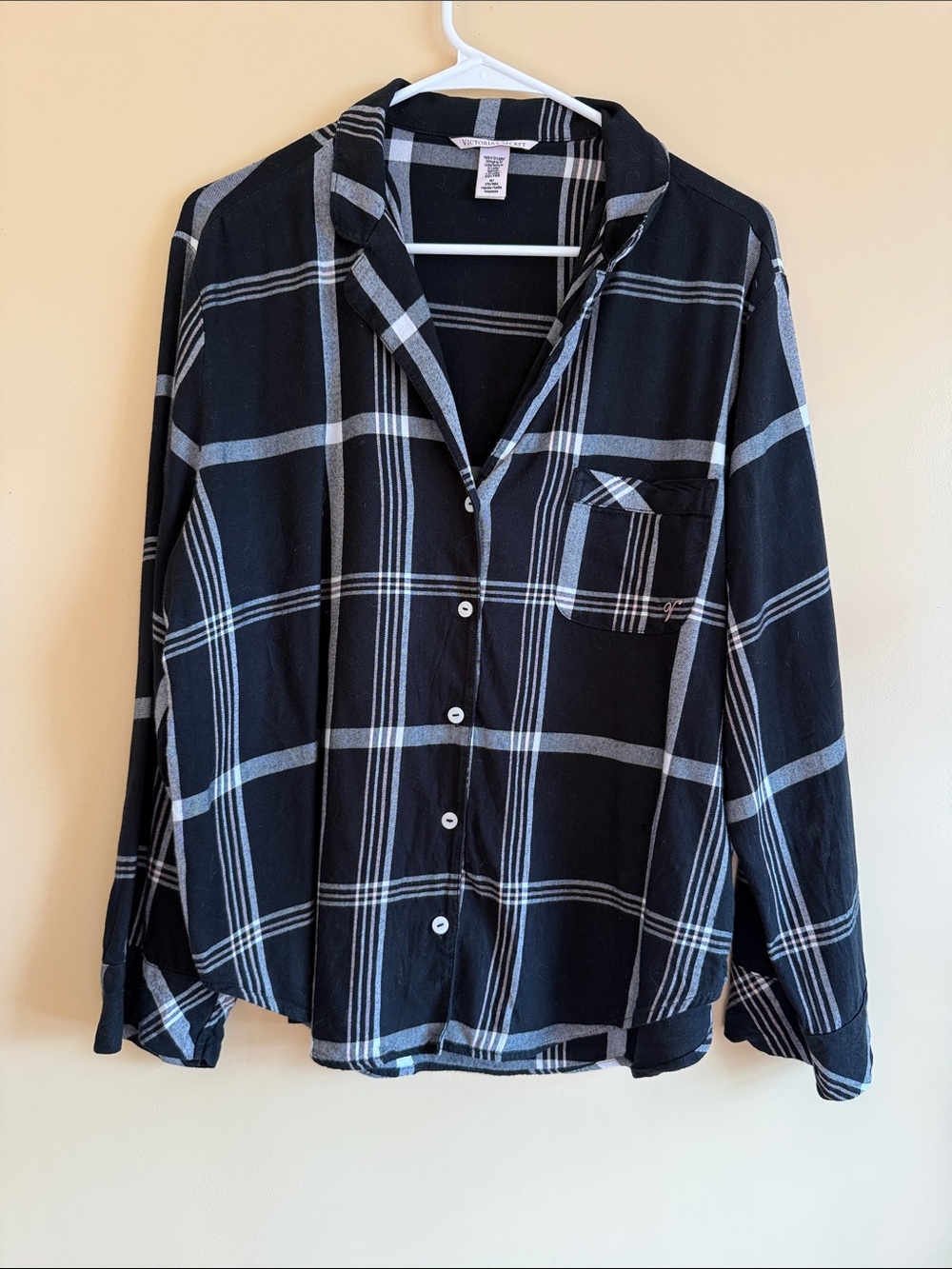 Victoria's Secret Black and White Plaid Button-Up
